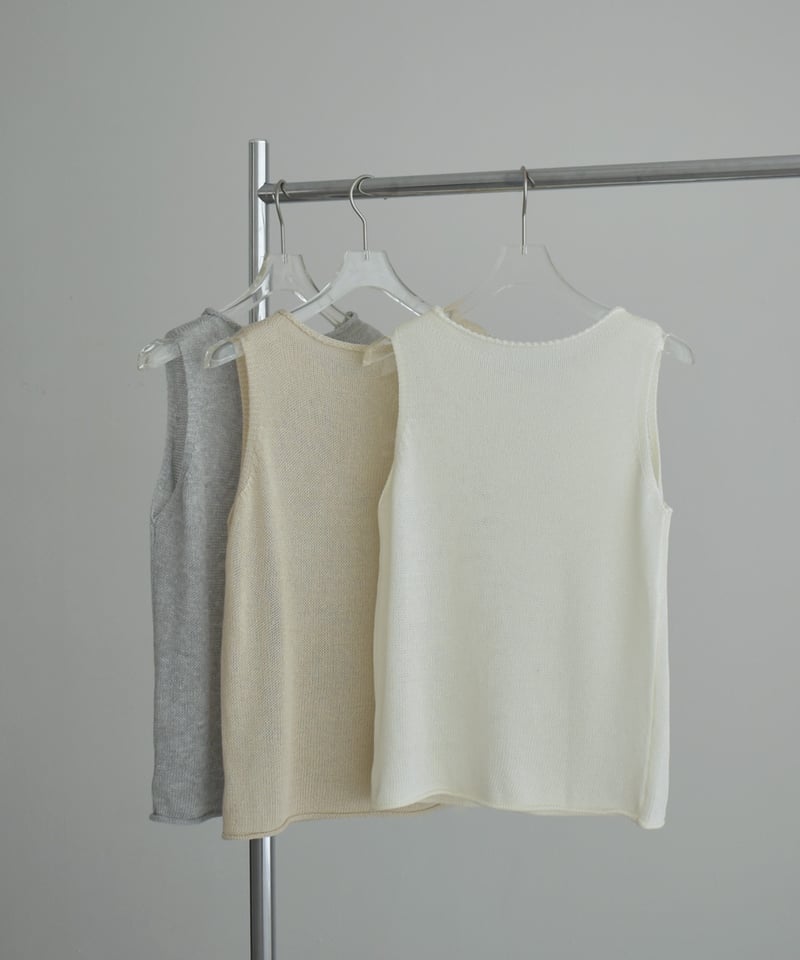 nh-knit-02385 リネン混 ノースリーブ ニット トップス エクリュ