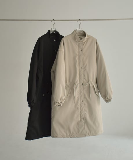 outer-02093　中綿 ボリューム ロングコート　グレージュ　ブラック