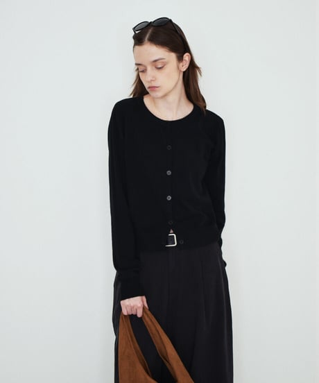 knit-02392　クルーネック ニット カーディガン　レッド　グレー　ブラック