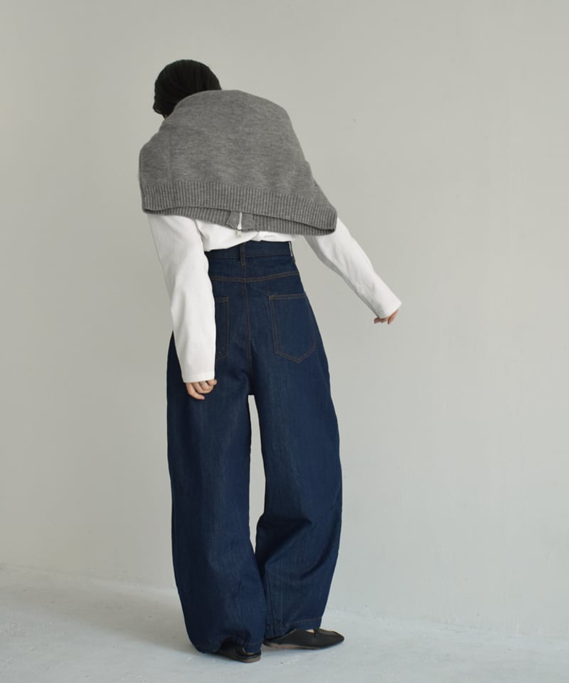 bottoms-02209 タックコクーンデニムパンツ インディゴ ブルー bottoms-02209 タックコクーンデニムパンツ インディゴ ブルー