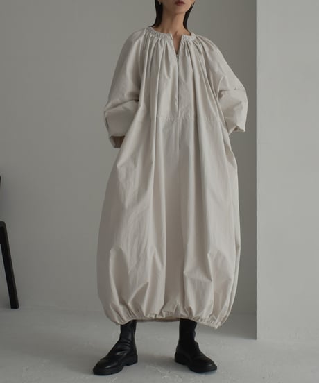 onepiece-12011　ジップギャザー バルーン ワンピース　グレージュ