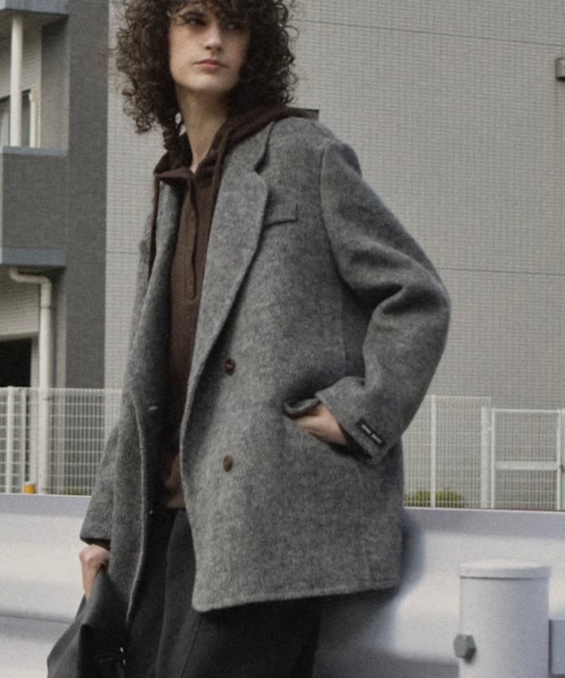 coat-02060 ウールジャケット コート リバー仕立て グレー | L a v i s