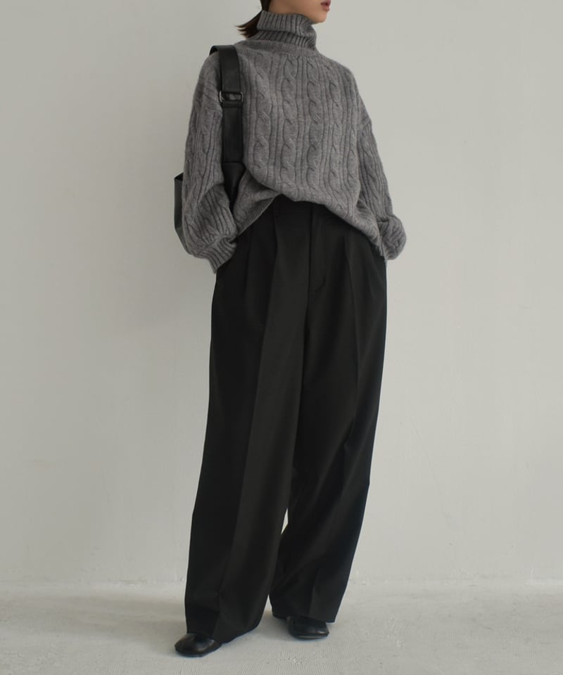 knit-02263 ケーブル タートルネック ニット グレー | L a v i s h G knit-02263 ケーブル タートルネック ニット グレー | L a v i s h G