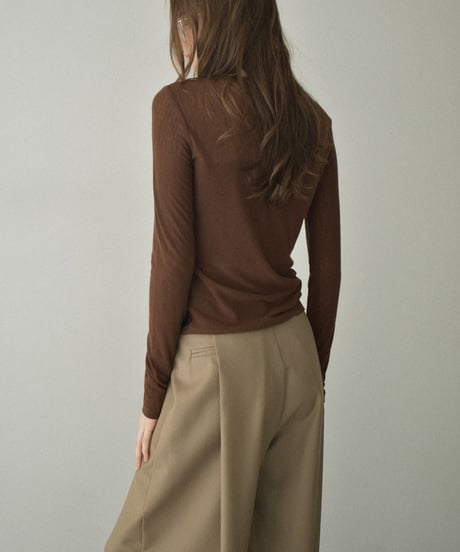 nh-tops-02569　ロングスリーブ シアーカットソー　エクリュ　グレー　ブラウン　ブラック