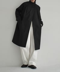 coat-02048　スタンドカラー ミディコート　ブラック