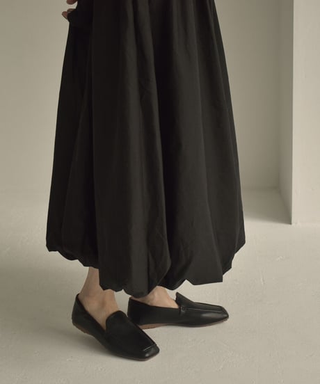 shoes-02169　クッション仕様　スクエアトゥスリッポン　グレージュ　ブラック
