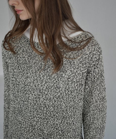 knit-02341　ローゲージ ルーズニット　エクリュ　ブラック