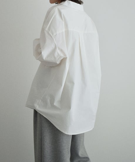 tops-02461　オーバーサイズ シャツ　ホワイト　ブルー