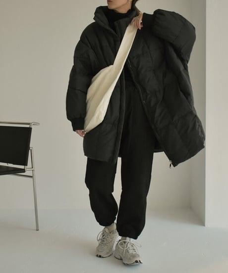 outer-02058　スタンドカラーダウンコート　エクリュ　モカベージュ　ブラック