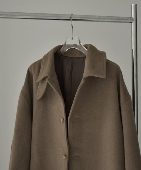 coat-12001　ウールブレンド ステンカラーコート　ベージュ　モカ