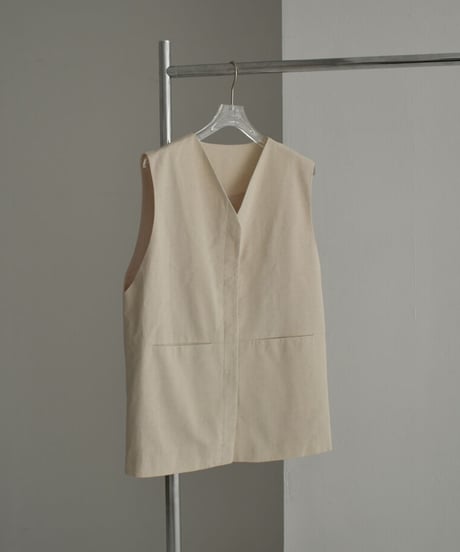 vest-12002　リネン ノーカラージレ　《セットアップ可能》