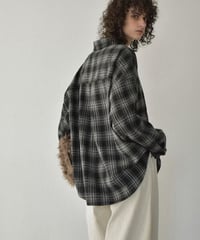 tops-02576　フランネル チェックシャツ　ブラウン　ブラック