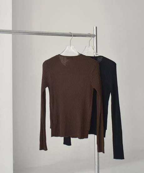 knit-02343　レイヤード調 カーディガン　ブラウン　ブラック