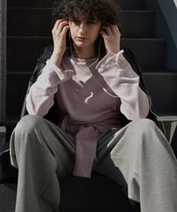 nh-tops-02586　カフススリーブ ロング カットソー　エクリュ　ピンク