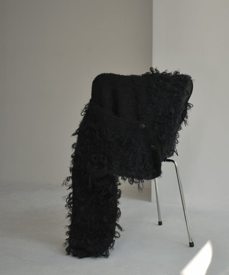 knit-02259 ループボリュームショートカーディガン モカ ブラック | L