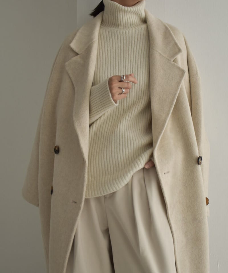 coat-02033 シャギーウールコート リバー仕立て エクリュ グレー coat-02033 シャギーウールコート リバー仕立て エクリュ グレー