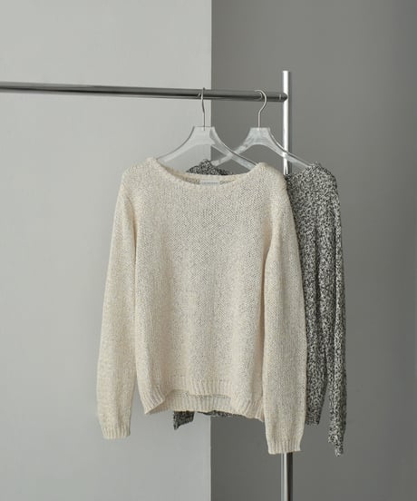 knit-02341　ローゲージ ルーズニット　エクリュ　ブラック