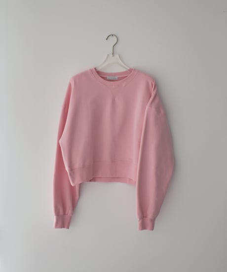 tops-02597　クロップド ワイド スウェット プルオーバー　ピンク