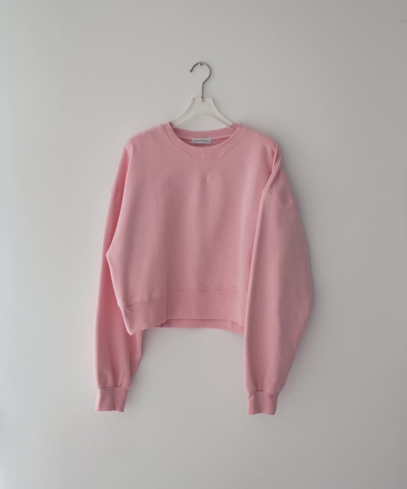 tops-02597 クロップド ワイド スウェット プルオーバー ピンク | L