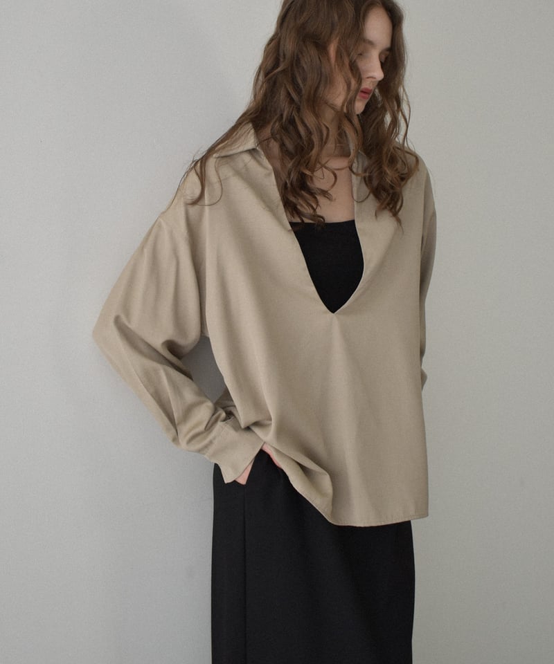 フランク&アイリーン リネン スキッパーシャツ モカベージュ 中古