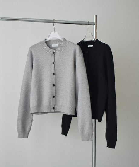 knit-02395　クルーネック ハイゲージニット カーディガン　グレー　ブラック