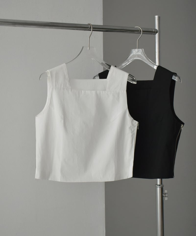 nh-tops-02465 スクエアネックノースリーブ トップス ホワイト