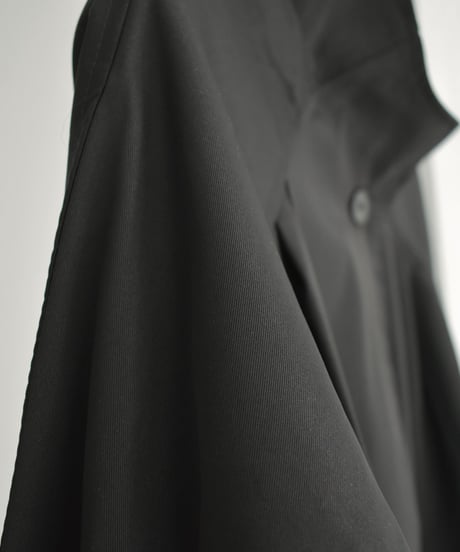 coat-02048　スタンドカラー ミディコート　ブラック