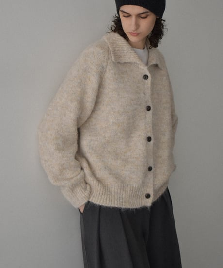 knit-02364　2wayカラー ニット トップス　ベージュ　グレー