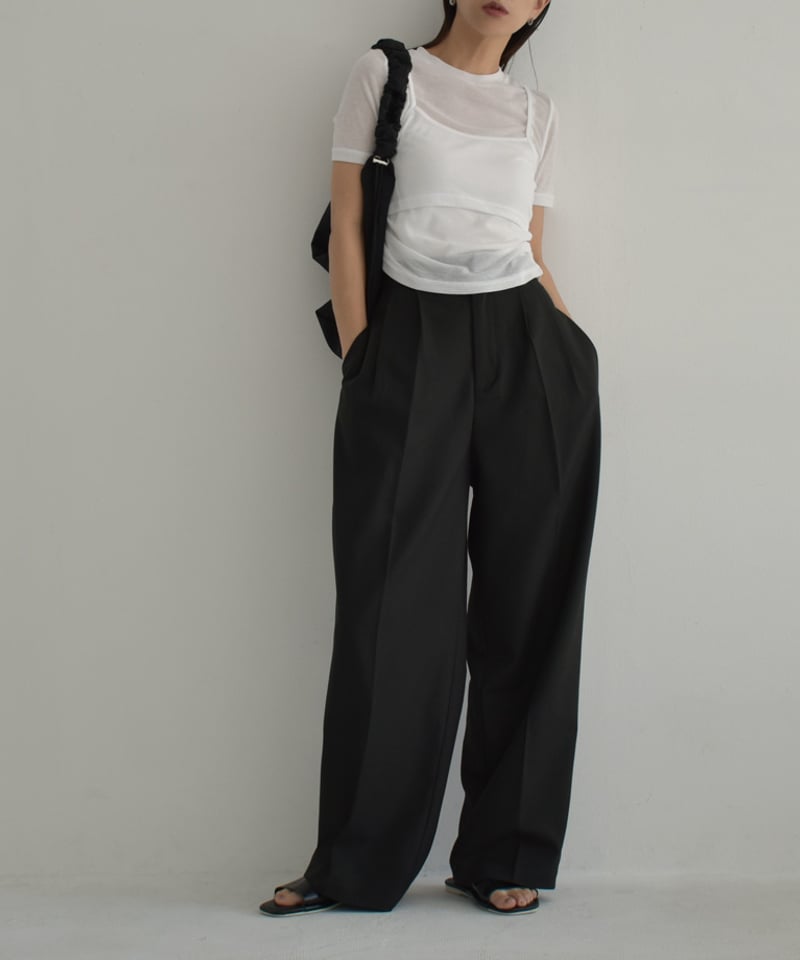 nh-tops-02487 シアー レイヤード トップス ホワイト ブラック | L a v