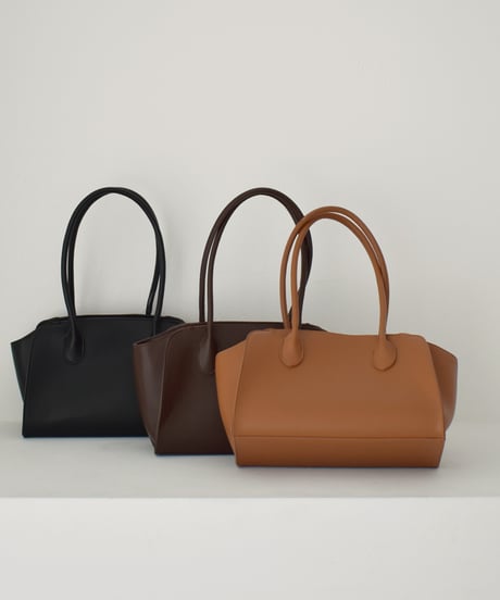 bag2-02670　フェイクレザー トート バッグ　キャメル　ブラウン　ブラック