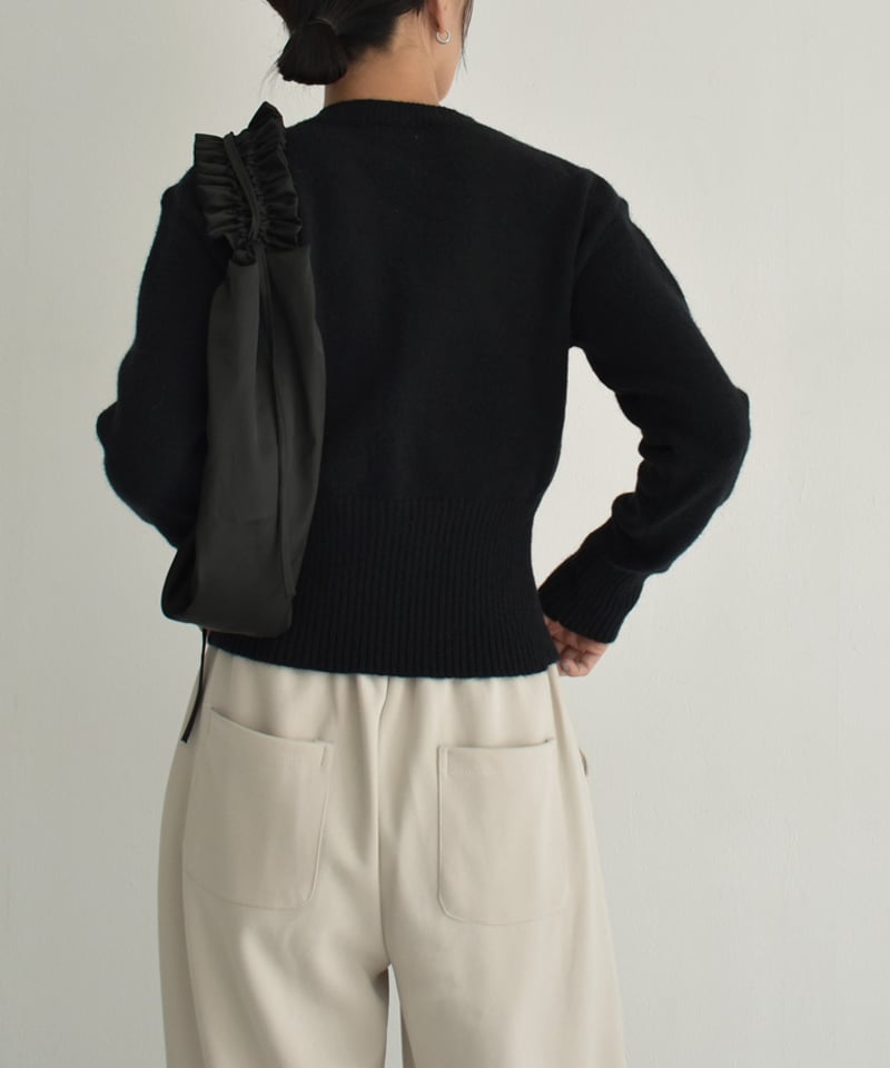 knit-02277 くるみボタン カーディガン グレー ブラック | L knit-02277 くるみボタン カーディガン グレー ブラック | L