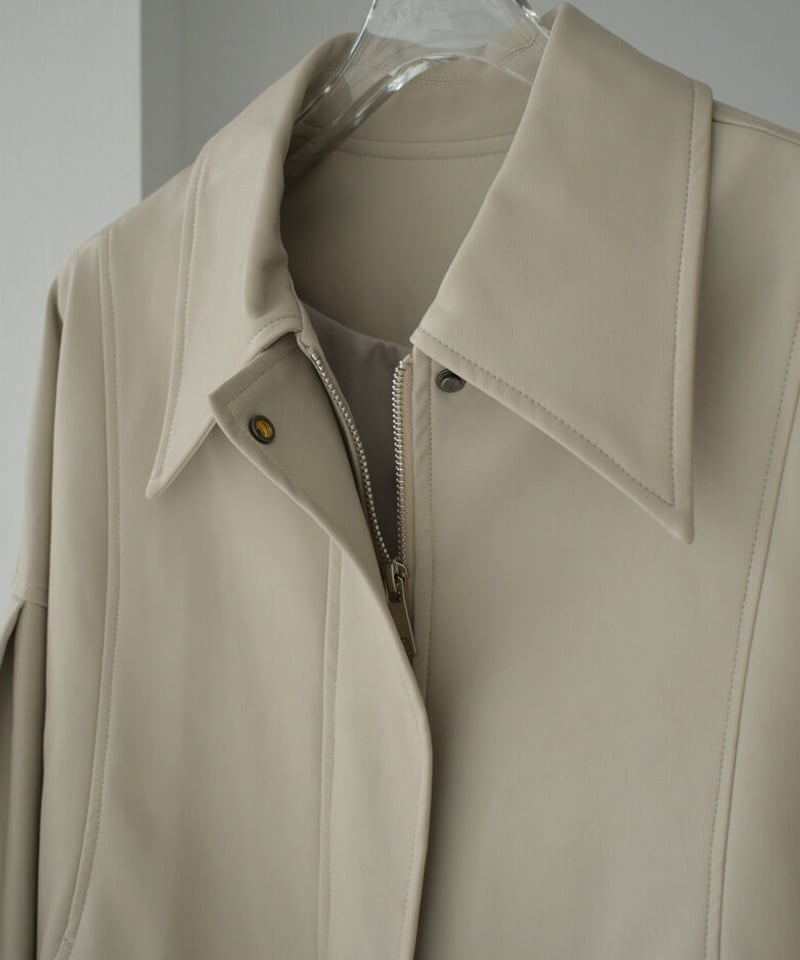 outer-02066 ヴィーガンレザーショートジャケット グレージュ outer-02066 ヴィーガンレザーショートジャケット グレージュ