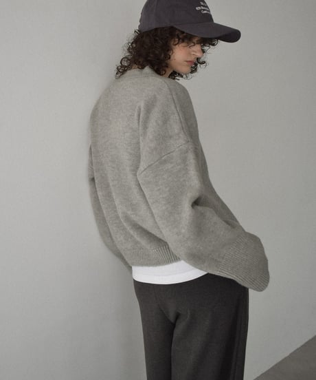knit-02353　ワイドカフス スリーブ ニットプルオーバー　エクリュ　グレー　ダークグレー　ネイビー　ブラウン