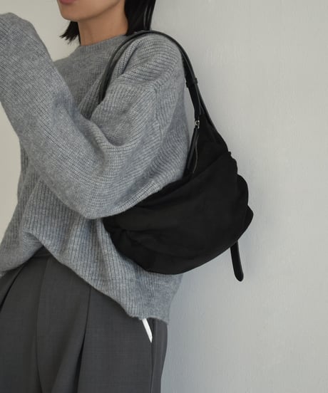 nh-bag2-02660　フェイクスエード サイドギャザー バッグ　ブラウン　ブラック