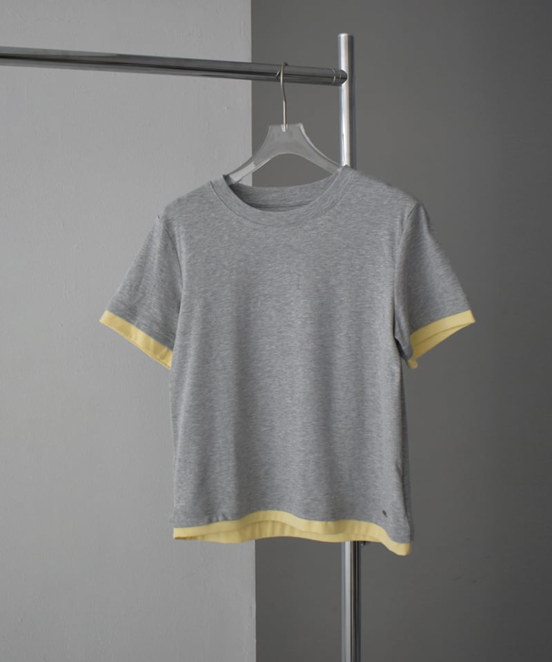 tops-02557 バイカラー Tee ホワイト ライトブルー 杢グレー | L a v