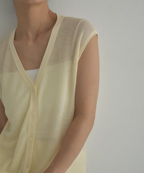 knit-02274　シアー サマーニット ベスト　アイボリー　ブラック