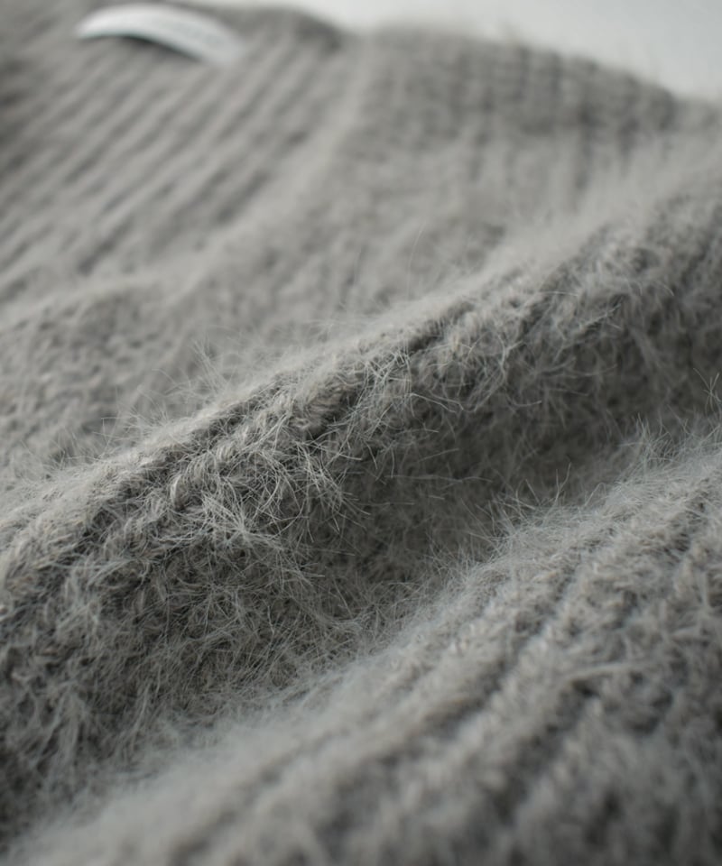 knit-02289 シャギー ニット カーディガン ブルー グレー knit-02289 シャギー ニット カーディガン ブルー グレー
