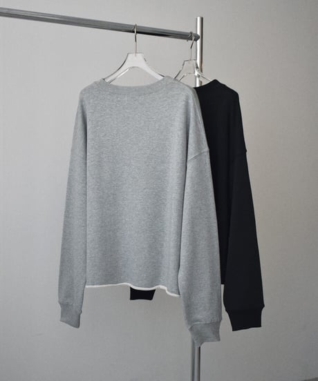 tops-02636　カットオフ スウェット プルオーバー　グレー　ブラック
