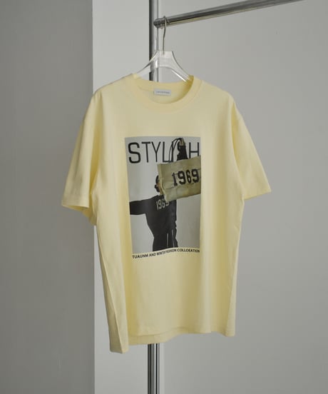 nh-tops-02505　オーバーサイズ フォトTシャツ　ホワイト　クリーム　ブラック