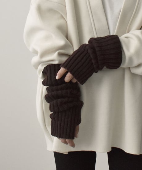 mb-gloves-02003　ロングタイプ　ワイドリブタイプ　リブアームウォーマー　オフホワイト　ベージュ　ココアブラウン　グレー　ブラック