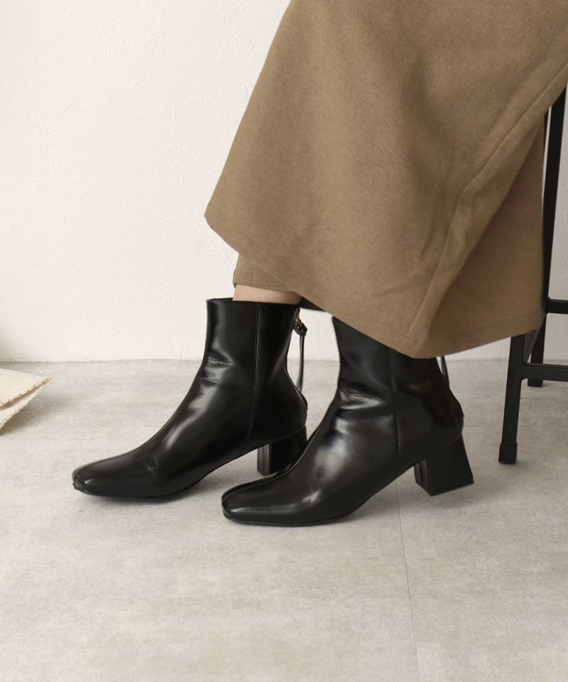 shoes-02086 ショートブーツ スクエアトゥ ヒール ブラウン shoes-02086 ショートブーツ スクエアトゥ ヒール ブラウン