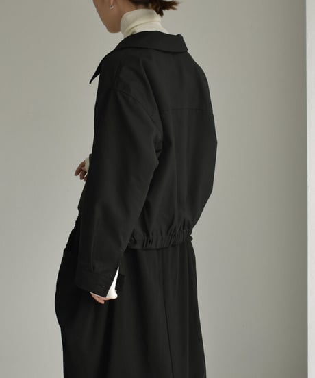 outer-02064　 ジップ ショート ジャケット　グレー　ブラック