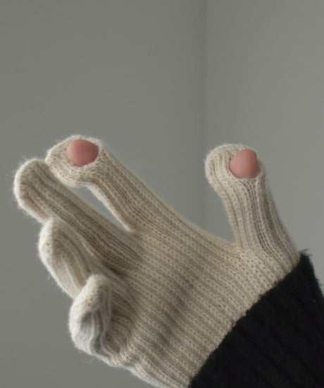 mb-gloves-02013　フィンガースリット ニット グローブ　ベージュ　グレー　マスタード　ブラック