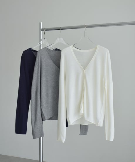 nh-knit-02380　リネン混 シアー ニット カーディガン　エクリュ　グレー　ネイビー