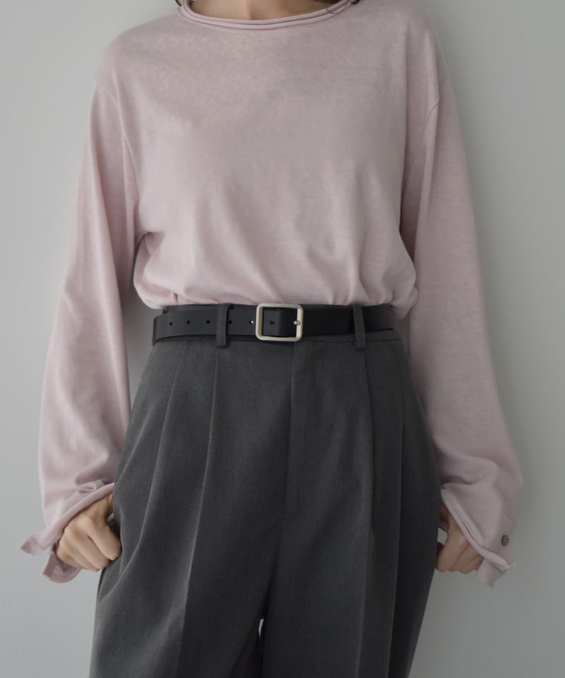 nh-tops-02586 カフススリーブ ロング カットソー エクリュ ピンク | L