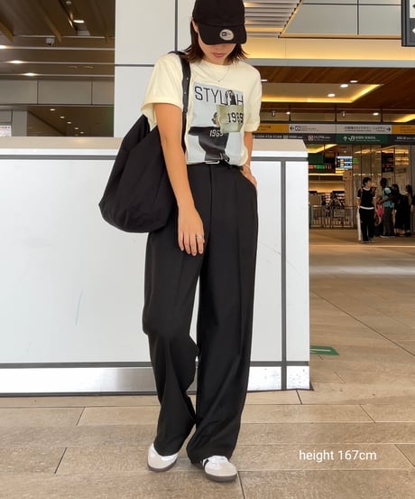 nh-tops-02505　オーバーサイズ フォトTシャツ　ホワイト　クリーム　ブラック