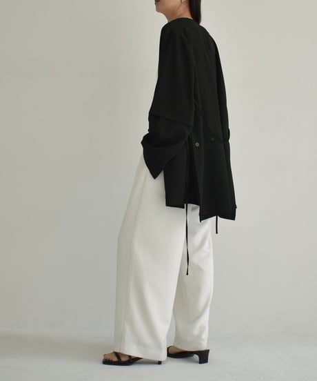 【STUDIO ENUL】jacket-14001　2way オーバーサイズ ジャケット　ベージュ　ブラック