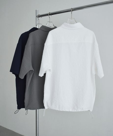 tops-02617U　Seersucker Polo Tops 　White  Charcoal  Navy