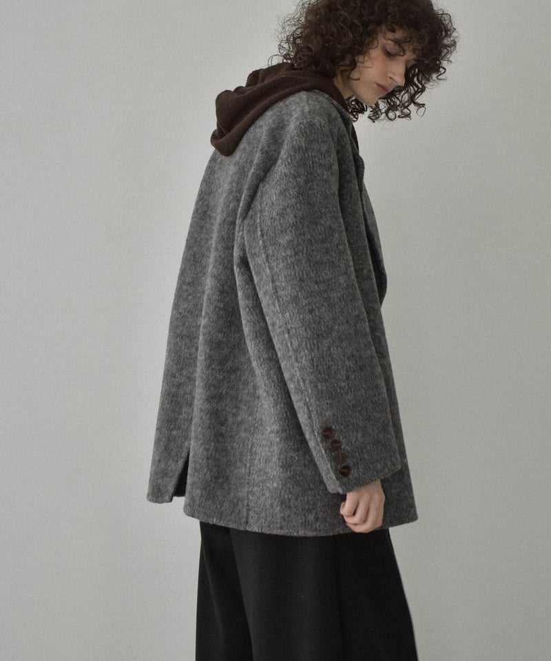 coat-02060 ウールジャケット コート リバー仕立て グレー | L a v i s