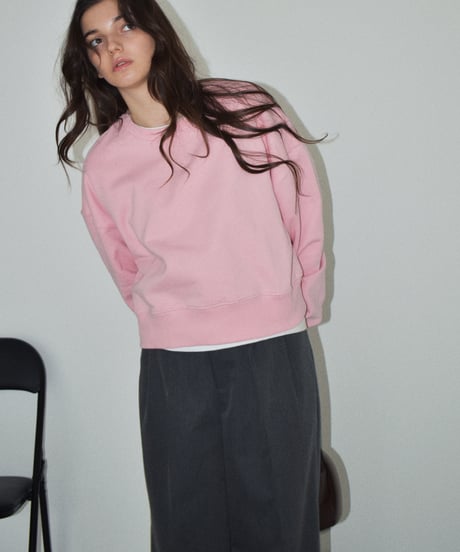 tops-02597　クロップド ワイド スウェット プルオーバー　ピンク